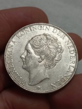 Paesi Bassi OLANDA 2 1/2 fiorino 1933 Deep Hair Lines Wilhelmina  Gulden 