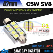 2X AUDI 42MM TETTO INTERNO LED A3 A4 B6 B7 8P RS4 S3 8 SMD LED BIANCO FRESCO