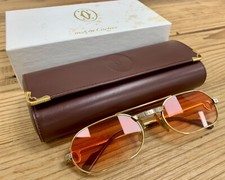 Vintage 80s Cartier Trinity Must Sunglasses gold silver Elton John Achille Lauro