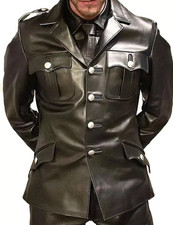 Cappotto pelle uomo giacca tunica polizia militare pelle morbida cappotto camicia nero