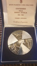 Medaglia centenario Banca d'Italia 1893 1993 argento incisore Arnaldo Pomodoro