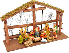 Presepe Tradizionale in Legno, 47 X 29 X 15 Cm, Con 12 Statuette Grandi, Decoraz