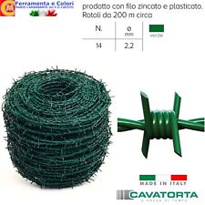 Filo Spinato Spinoso Zincato Plastificato Verde Recinzione Rete Metallica 200mt