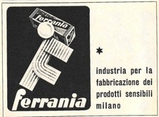 PUBBLICITA' 1951 FERRANIA MATERIALE FOTOGRAFICO FOTO SENSIBILE FOTOGRAFIA MILANO