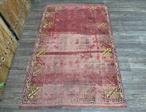 Antico tappeto 4x6 - , rosso