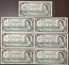 6 banconote CANADA 1967 $1