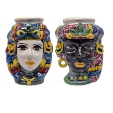 TESTE DI MORO H17 DECORATE CERAMICA CALTAGIRONE