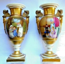 PECULIARI  VASI IMPERO FRANCESI SEVRES PORCELLANA DI PARIGI 800 CHIUSI IN ORMOLU