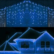 Luci di Natale tenda luminosa natalizia da esterno 380 led Blu + Bianco 10 MT 