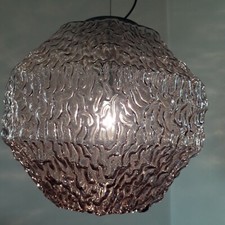 Splendida grande lampada a sospensione globo in vetro di Murano rosa rosa Murano italiana anni 60