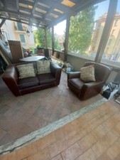 divano usato in cuoio + poltrona