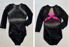 SYLVIA P Body CRYSTAL BLING Ginnastica NERO ROSA Competizione TG: AXS (GK-AS)