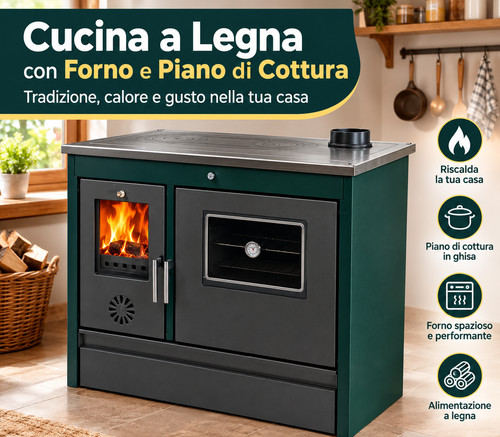 Cucina forno stufa legna con - a,