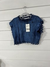 Maglione gilet Zara blu maglia