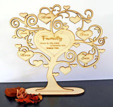 Albero della vita personalizzato con nomi famiglia incisi frase in legno