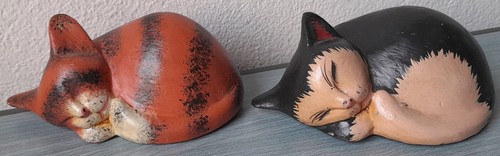 Gatti statuette legno - gatti, in