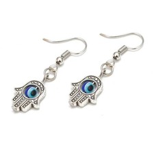 Orecchini con Mano di Fatima Occhio turco allah portafortuna malocchio da Donna