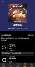 BIGLIETTI Metallica PRATO M72