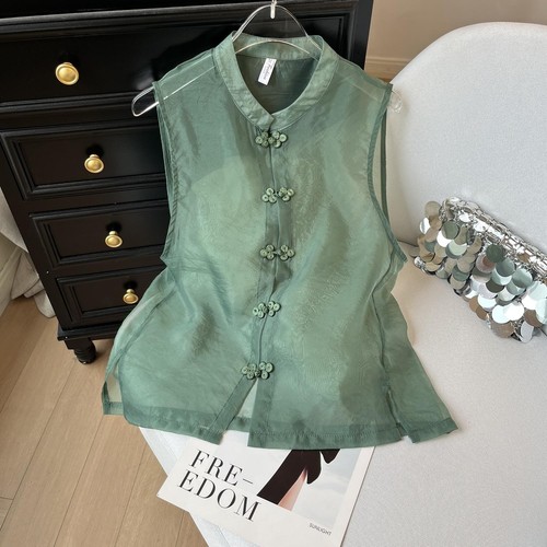 Gilet donna retrò verde