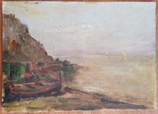 Antonio Madonna (1919-2010), Marina, olio su cartone cm.25x35, Torre del Greco.