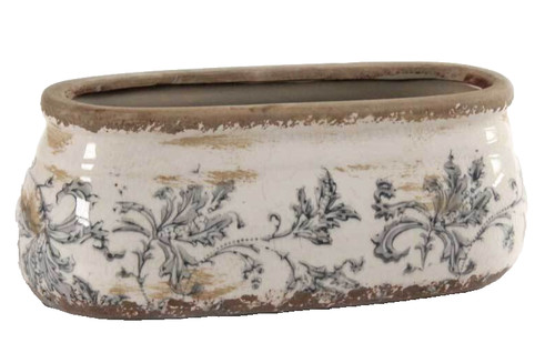 Vaso anticato ovale ceramica - anticato,