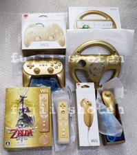 Nintendo Wii Golden Nunchuck Telecomando Steering Gold Zelda NTSC-J Near M