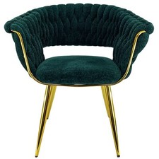 POLTRONA IN VELLUTO INTRECCIATO CON GAMBE IN METALLO DORATE POLTRONCINA DESIGN