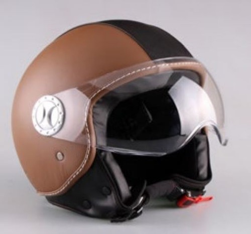 Casco demi jet beige - beige/nero, in
