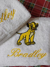 set asciugamani bagno ricamati personalizzati re leone simba bambina bambino