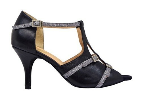 Scarpa ballo nera argento - da,