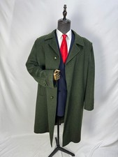 Cappotto uomo vintage originale tirolese loden lana verde scuro soprabito US 48L 50L