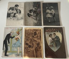 Lotto Di 6 Cartoline Innamorati Animate Viaggiate Fp