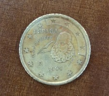 Moneta rara 50 centesimi Spagna Cervantes 1999