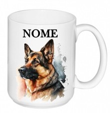 TAZZA LATTE MUG PASTORE TEDESCO+ NOME PERSONALIZZATO + SCATOLA IDEA REGALO CERAM