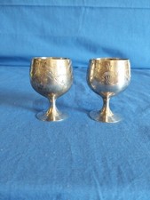 Coppia Calici Bicchieri Ottone Silverplated Liquore Anni 60/70 Vintage