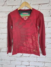 Desigual maglia donna manica lunga taglia M D36 rossa maniche maglione...