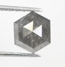 Diamante Nero Grigio Naturale Sciolto Esagonale Di Sale E Pepe 0.58 CT 5.3 MM