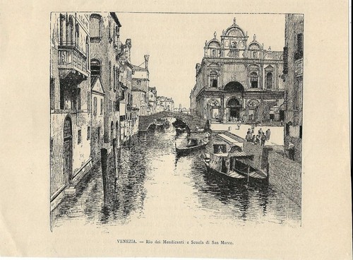 Stampa antica venezia rio - antica,