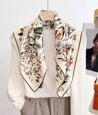 Sciarpa scialle 70% cashmere 30% seta stampa floreale fazzoletto da collo 65X65cm bandana avvolgente 