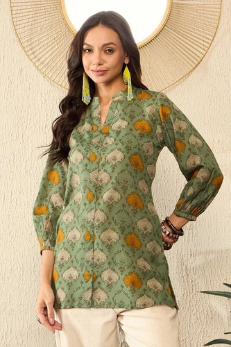 Top tunica donna indiana verde