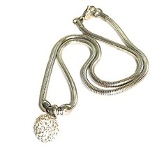 Collana snake da donna in acciaio inox con ciondolo sfera di zirconi swarovski