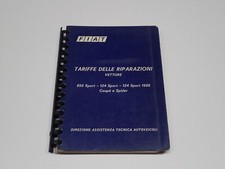 FIAT 850 SPORT 124 SPORT 124 SPORT 1600 COUPE' SPIDER TARIFFE DELLE RIPARAZIONI