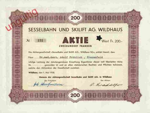 Sesselbahn und skilift 1958 - skilift, ag