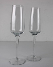 Set 2 Bicchieri CHAMPAGNE FLUTE in vetro di cristallo trasparente Vintage Design