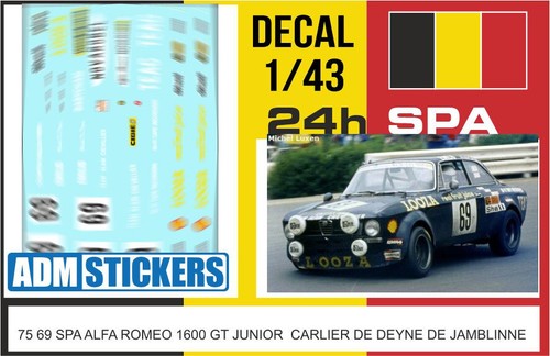 Decal 24h spa 1975 - 75, 69