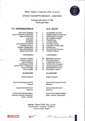 Distinta gara inter lecce - distinta,