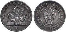 GOVERNO PROVVISORIO DELLA TOSCANA - FIORINO 1859 QUATTRINI 100 - RICONIO -