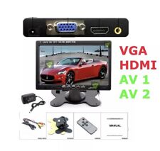 MONITOR HDMI LCD 7 POLLICI TFT VIDEOSORVEGLIANZA AV VGA 2 CANALI CAMPER AUTO RCA