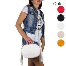 Borsa tracolla catena donna borsetta piccola con frange per ragazza da passeggio