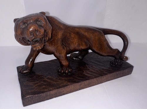 Antica statua legno - statua, legno-tigre
